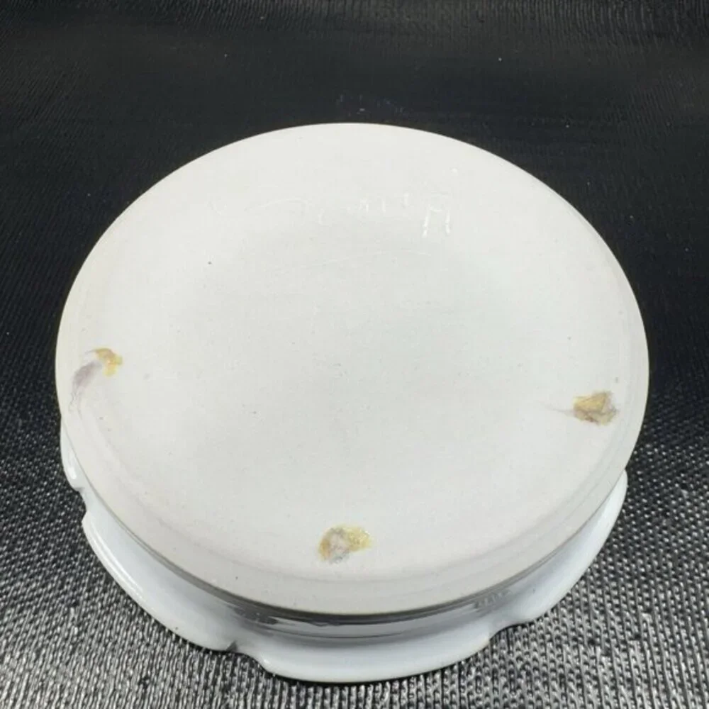 1980s Bev Howell Pottery Ruffled‎ Edges Dish Bowl Plate Artist Signed Floral VTG